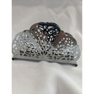Vtg‎ Irvin Ware USA Retro Silver Chrome Filigree Napkin / Letter Palette Holder